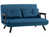 4-in-1 Velvet-Feel Double Sofa Bed, with Pillows - Blue T3398P342277
