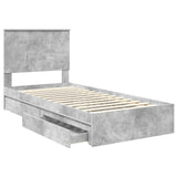 Storage Bed Concrete Grey 90 x 190 cm Engineered Wood 3409590