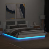 ZNTS Bed Frame with LED without Mattress White 160x200 cm 3209996