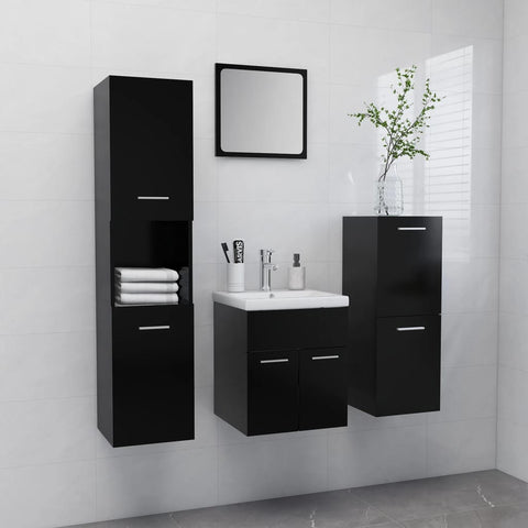 ZNTS Bathroom Furniture Set Black Engineered Wood 3070902