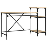 Desk with Shelves Sonoma Oak 135x50x90 cm Engineered Wood&Iron 826710