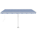 Freestanding Manual Retractable Awning 400x350 cm Blue/White 3069616
