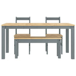 ZNTS 4 Piece Dining Set Panama Grey Solid Wood Pine 3345177