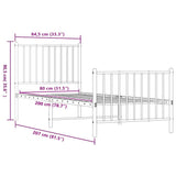 Metal Bed Frame without Mattress with Footboard Black 80x200cm 350873