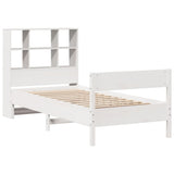 Bookcase Bed without Mattress White 90x190 cm Small Single Solid Wood Pine 3323009
