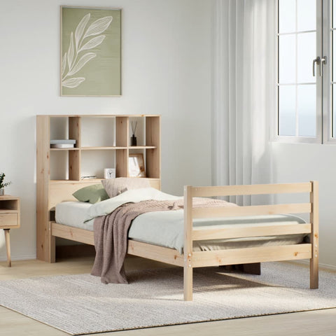ZNTS Bookcase Bed without Mattress 75x190 cm Small Single Solid Wood Pine 3321883
