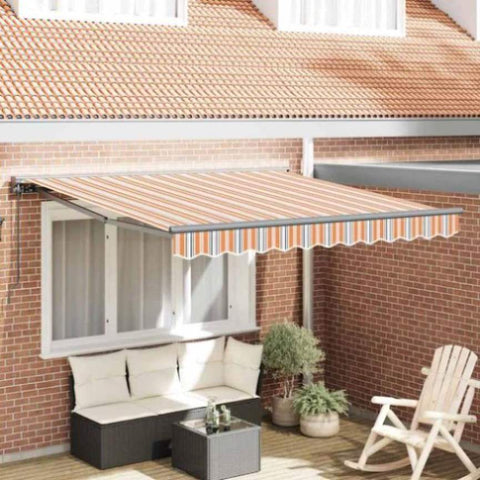 Retractable Awning Manual Multicolour Stripe 350x250 cm Fabric 3330301