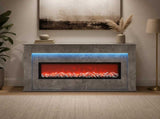 Fireplace with LED Strip Concrete 130 x 20 x 69.5 cm 8021090