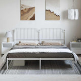 Metal Bed Frame without Mattress with Headboard White 193x203cm 373942