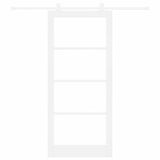 Sliding Door ORKDAL White 93 x 211 cm Solid Pine Wood and Glass 3332094