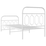 Metal Bed Frame without Mattress with Footboard White 90x200cm 377177