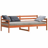 Day Bed with Headboard Wax Brown Solid Pine Wood 877048