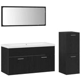 Bathroom Furniture Set 4 pcs Black Oak Engineered Wood 3334370