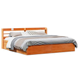 Bed Frame with Headboard Wax Brown 180x200 cm Super King Solid Wood Pine 3307076