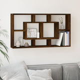 Wall Display Shelf 8 Compartments Smoked Oak 342592