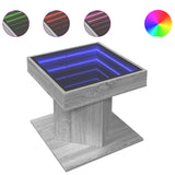 Coffee Table with LED Grey Sonoma 50x50x45 cm Engineered Wood 847565