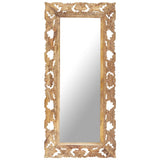 Hand Carved Mirror Brown 110x50 cm Solid Mango Wood 321640