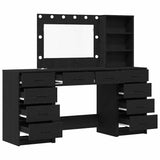 Dressing Table with Drawer 3 pcs Black Oak Engineered Wood 3334210