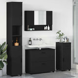 Bathroom Furniture Set 4 pcs Black Engineered Wood and Metal 3393054