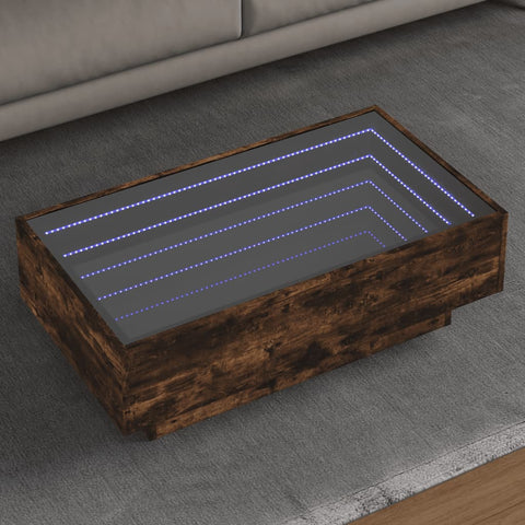 ZNTS Coffee Table with LED Smoked Oak 90x50x30 cm Engineered Wood 847522