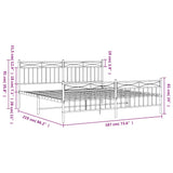 Metal Bed Frame without Mattress with Footboard White 183x213cm 373763