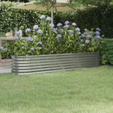 Garden Raised Bed Galvanised Steel 224x40x36 cm Silver 318877