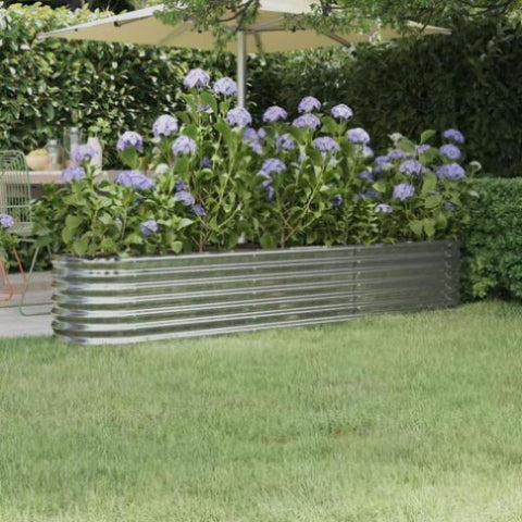 Garden Raised Bed Galvanised Steel 224x40x36 cm Silver 318877