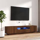 2 Piece TV Cabinet Set with LED Lights Brown Oak Engineered Wood 3120169
