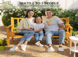 Wooden Bench with Liftable Middle Table, Outdoor Bench, Patio Loveseat for Porch, Garden, Seats 2-3 T3398P554346