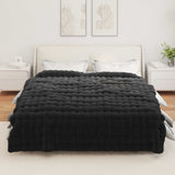 Anti-Slip Faux Rabbit Fur Blanket Olite Black 220 x 240 cm 42021835