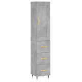 Highboard Concrete Grey 34.5x34x180 cm Engineered Wood 3200181