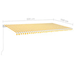 ZNTS Manual Retractable Awning with LED 600x350 cm Yellow and White 3069043