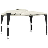 Gazebo with Double Roof Cream 3.98x2.98 m Steel 368442