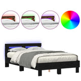 Bed Frame with Headboard Black oak 135 x 190 cm Engineered wood 3333956