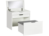 Dressing Table with Flip-up Mirror and Storage Stool, Vanity Table with Drawer and Hidden T3398P378733