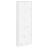 241240 White Wooden Shoe Cabinet with 5 Compartments