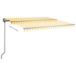 ZNTS Manual Retractable Awning with Posts 4.5x3 m Yellow and White 3070158