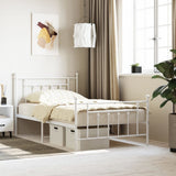 Metal Bed Frame without Mattress with Footboard White 107x203cm 353600