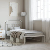 Metal Bed Frame without Mattress with Headboard White 107x203cm 353680