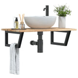 Basin Shelf Wall Mounted Steel and Solid Wood Acacia 3302783