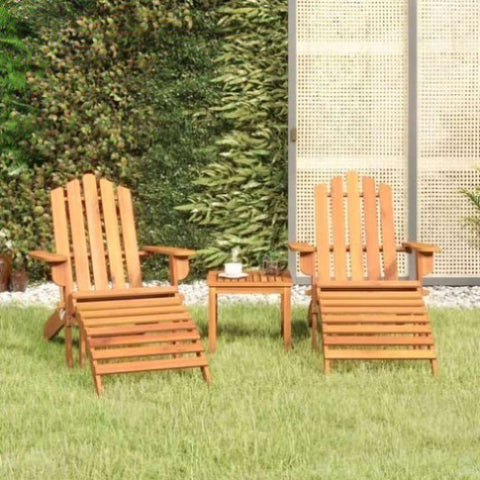 ZNTS 3 Piece Adirondack Garden Lounge Set Solid Wood Acacia 3152122