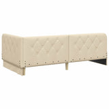 Corner Bed Frame with Headboard Cream 100 x 200 cm Fabric 42016509