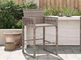 Garden Bar Stools 2 pcs Grey Poly Rattan 368704