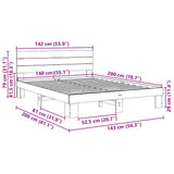 Bed Frame with Headboard without Mattress 140x200 cm Solid Wood Oak 3315722