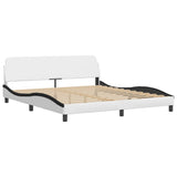 Bed Frame with LED without Mattress "Hvar" White and Black 180x200 cm 3213954