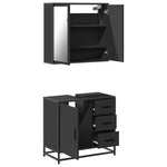 ZNTS 2 Piece Bathroom Furniture Set Black Engineered Wood 3300895