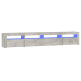 TV Cabinet with LED Lights Concrete Grey 240x35x40 cm 3152725