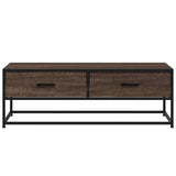 ZNTS Coffee Table Brown Oak 100x50x35 cm Engineered Wood and Metal 848783