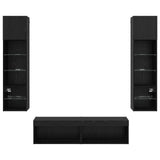 TV Wall Unit Wall-mounted 6 pcs Black Oak Engineered Wood 3402934