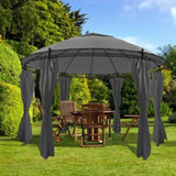 Gazebo with Curtains Round 3.5x2.7 m Anthracite 44762